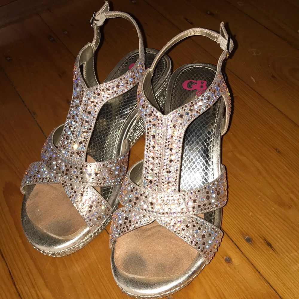 Girls gold party shoes